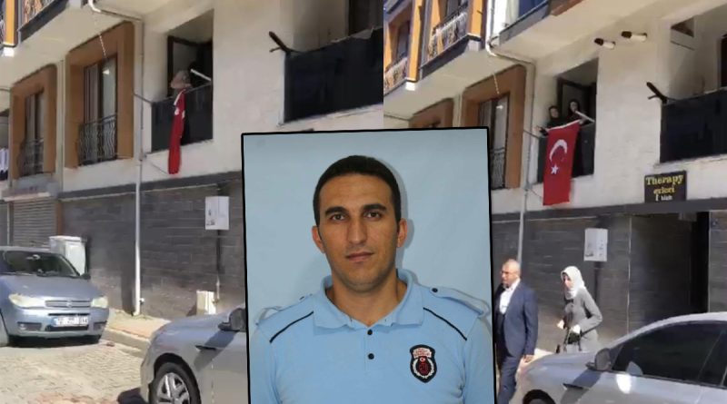 Bursa'daki patlamada şehit olan canice infaz memurunun evine Türk bayrağı asıldı