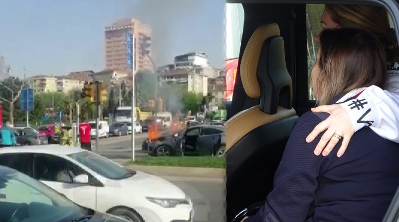 Kartal’da lüks otomobile çarpan lüks cip alev alev yandı