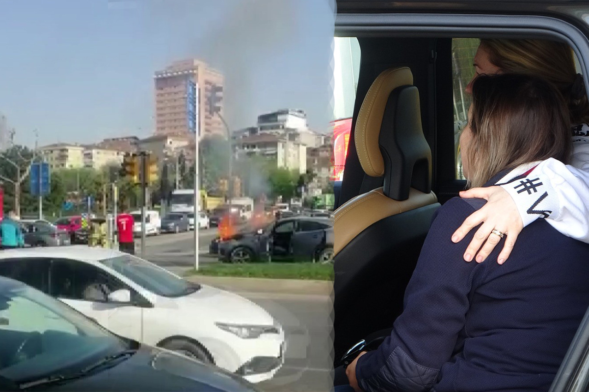 Kartal’da lüks otomobile çarpan lüks cip alev alev yandı