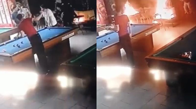 4 bin TL alacağı için bilardo salonunu ateşe verdi: Dehşet anları güvenlik kamerasında