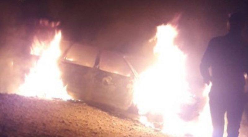 Ağaca çarpan otomobil, cayır cayır yandı