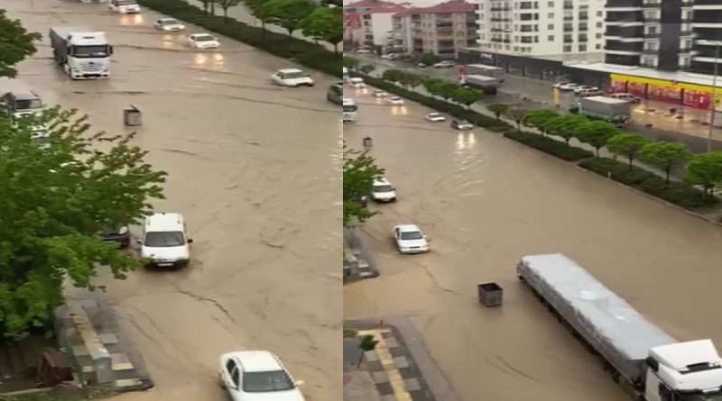 Ankara’da sağanak yağmur sonrası yollar göle döndü