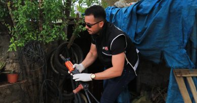 Aranan şüphelinin evinden 10 Kalaşnikof çıktı