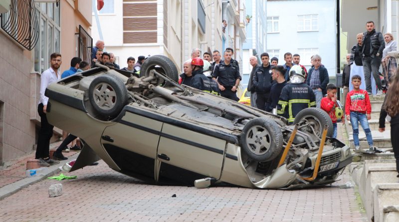 Doğalgaz kutusuna çarpıp takla attı