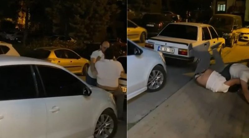 Dövülen kadını kurtardılar, döveni de yere yatırıp etkisiz hale getirdiler