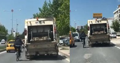 Elazığ’da bisikletlinin tehlikeli yolcuğu kameralara yansıdı