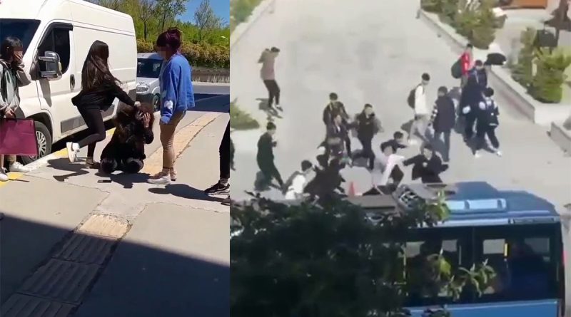 Esenyurt’ta lise çıkışı ortalık birbirine girdi, 'dedikodu' kavgası kamerada