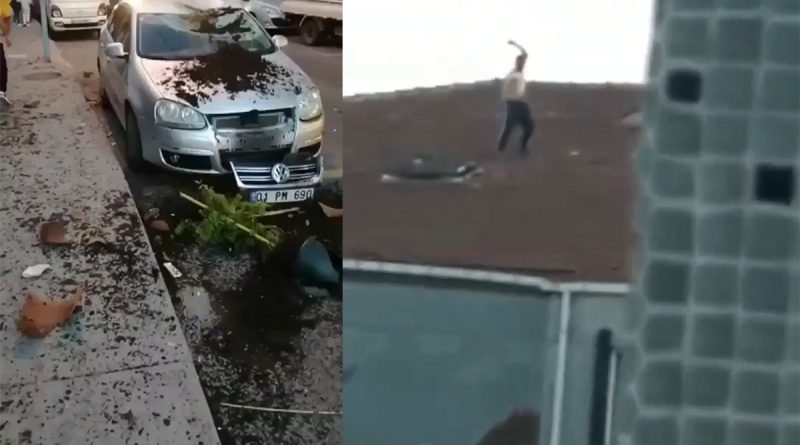 İstanbul’da korku dolu anlar kamerada: Çatıya çıkıp ortalığı savaş alanına çevirdi