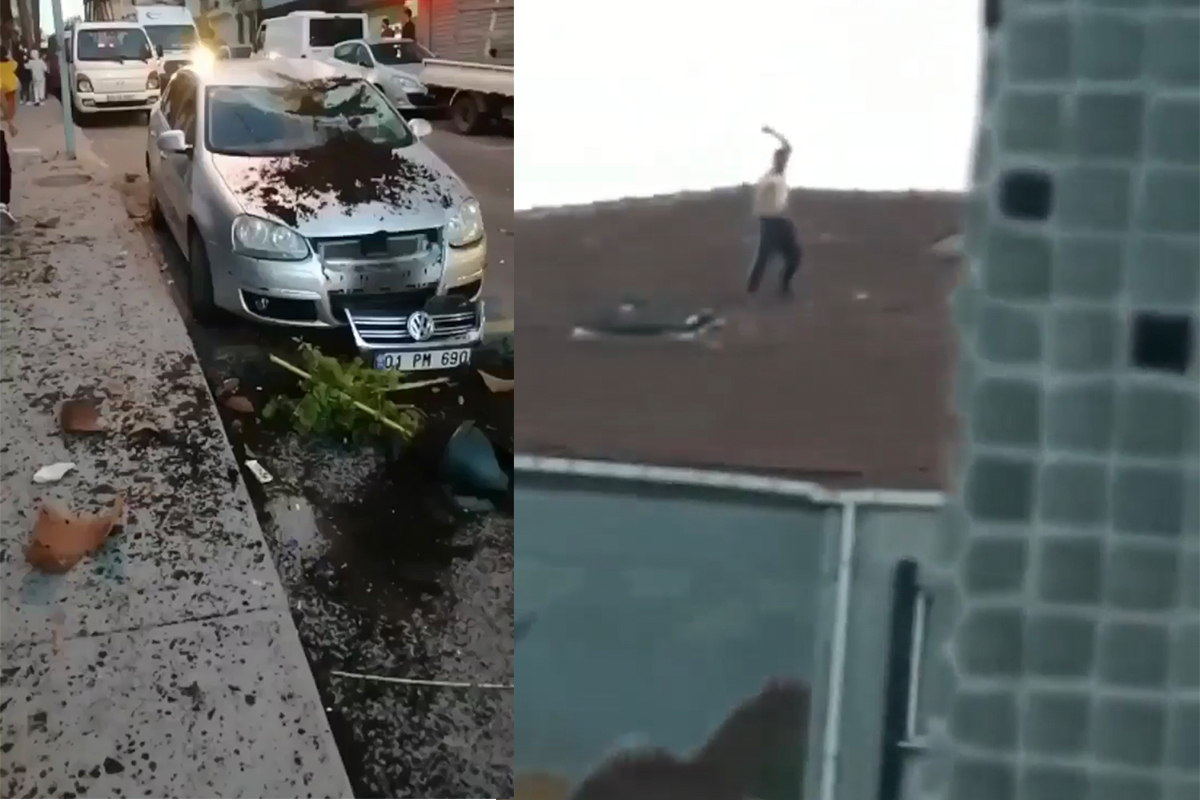 İstanbul’da korku dolu anlar kamerada: Çatıya çıkıp ortalığı savaş alanına çevirdi