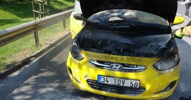 Kartal’da motorundan dumanlar yükselen ticari taksi yandı