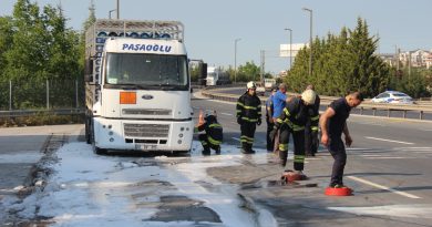 LPG yüklü kamyonun balatasında yangın çıktı, facia son anda önlendi