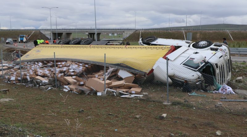 Mobilya malzemesi yüklü tır şarampole devrildi: 1 ölü