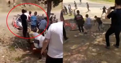 Ralli yarışında araç seyircilerin arasına daldı