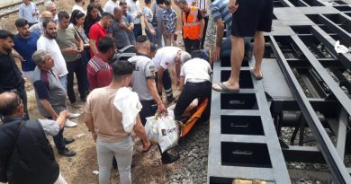Raylardan geçerken trenin çarptığı genç kız hastanelik oldu