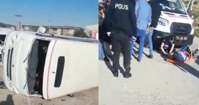 Servis minibüsü ile otomobil çarpıştı: 17 yaralı