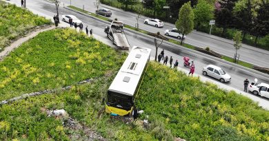 Sultangazi'de facianın eşiğinden dönüldü: İETT otobüsü çayırlık alana uçtu
