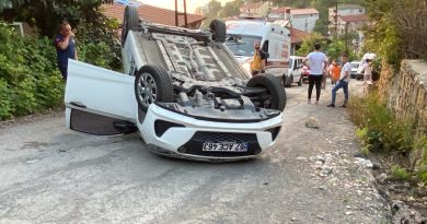 Takla atan araçtan yara almadan kurtuldular