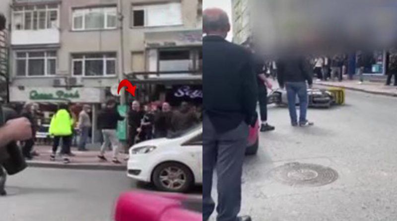 Tartıştığı kuryenin motosikletini sopayla parçaladı