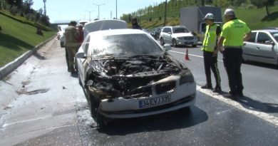 TEM Otoyolu’nda araç alevlere teslim oldu