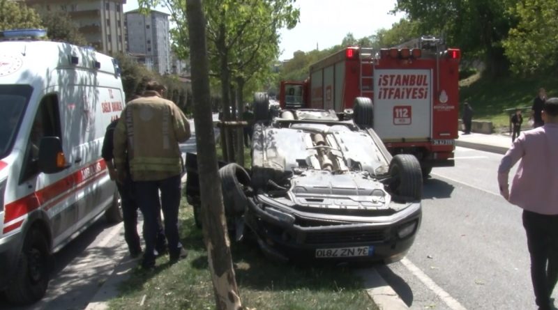 Ümraniye’de 'kasis' kazası: Araç takla atarak savruldu
