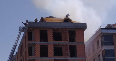 Yanan çatıya kovayla su atarak müdahale etmeye çalıştılar