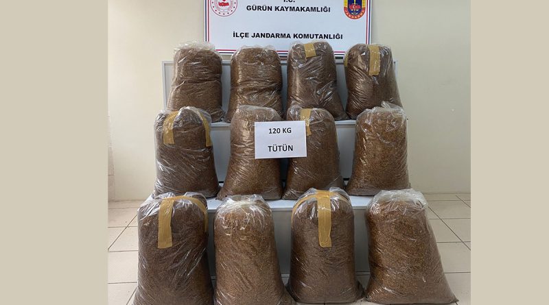 120 kilo kaçak tütün ele geçirildi