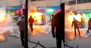 Alev alev yanan hafif ticari araç küle döndü