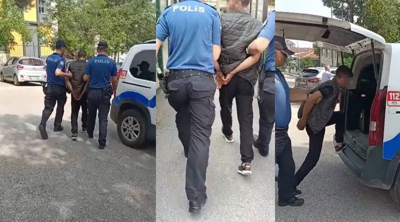 Aranan şüpheli yakalanınca kaçmak için bekçilere tekme attı