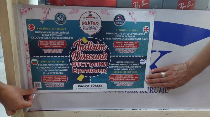 Bulgar ve Yunan turistler için Tekirdağ'da 4 dilde afiş