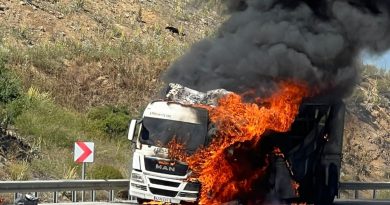 Bursa'da cam yüklü tır alev alev yandı