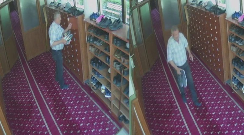 Camideki ayakkabı hırsızlığı kamerada