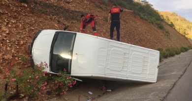 Devrilen ticari aracın sürücüsü yaralandı