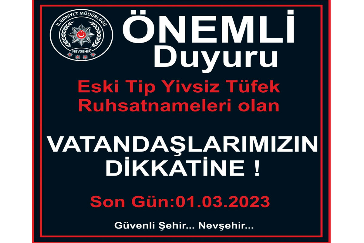 Emniyet Müdürlüğü uyardı: 'Eski tip yivsiz tüfek ruhsatnamelerini yeniletmeyi unutmayın'