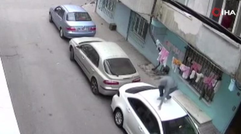 Eve giren hırsız yakalanacağını anlayınca pencereden böyle atladı