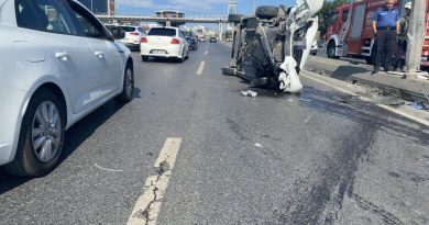 Haramidere E-5’te araç takla attı: 1 yaralı