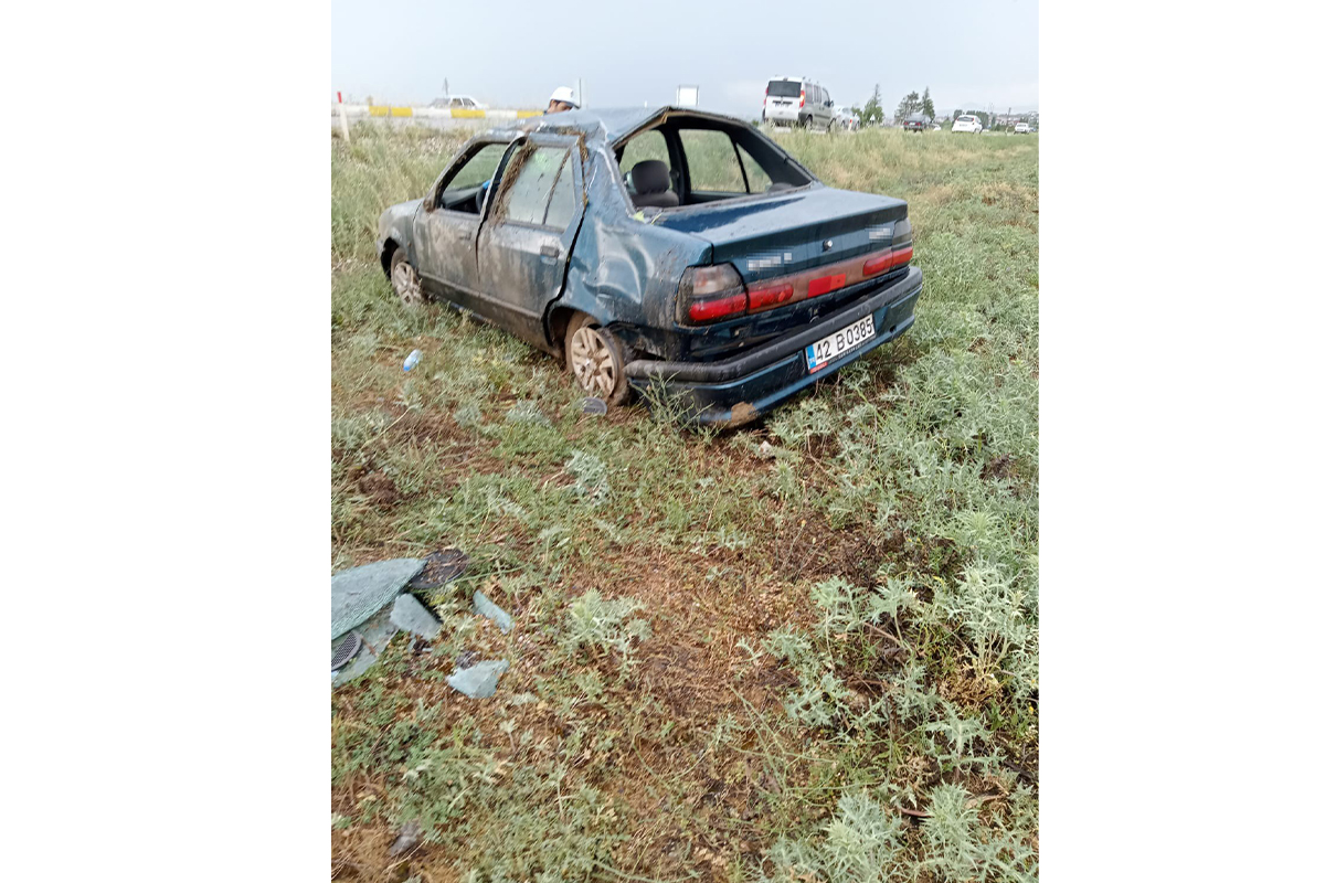 Konya’da otomobil takla attı: 2 yaralı