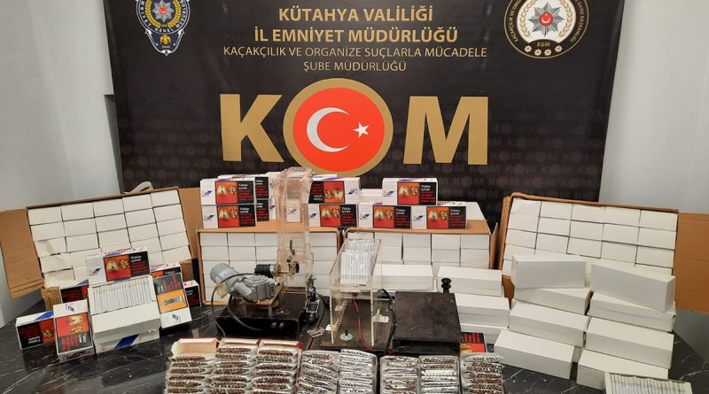 Kütahya’da 53 bin 340 adet makaron ele geçirildi