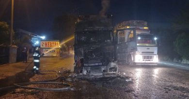 Manisa'da seyir halindeki tır yandı, sürücü son anda kurtuldu