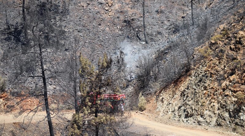 Marmaris Bördübet yangınında soğutma çalışmaları tüm hızı ile devam ediyor