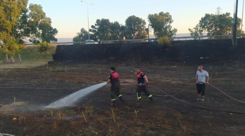 Otoban kenarındaki arazi yangını panikletti