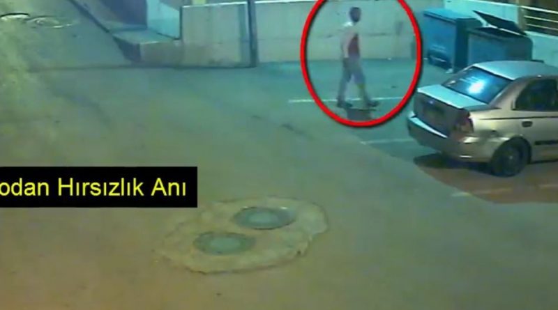 Otomobilden cep telefonu çalan şüpheli önce kameraya sonra polise yakalandı