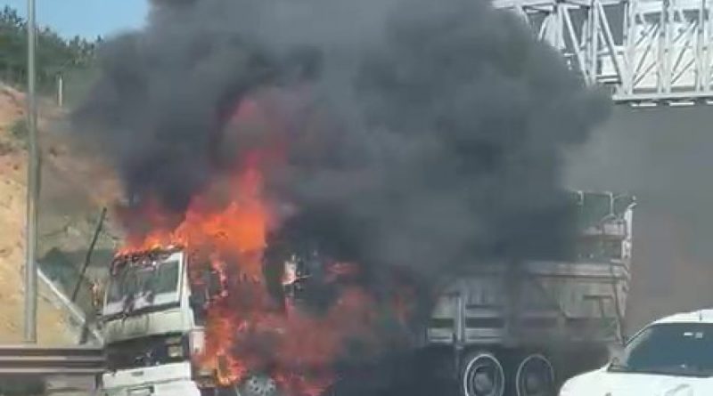 Pendik’te meyve sebze yüklü kamyon alev alev yandı