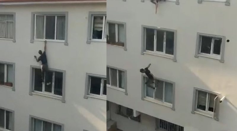 Polisten kaçan şüpheli çatıdan inmeye çalışırken beton zemine çakıldı