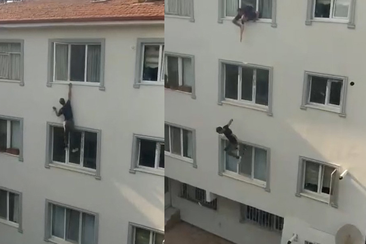 Polisten kaçan şüpheli çatıdan inmeye çalışırken beton zemine çakıldı