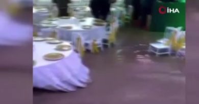 Sele düğünde yakalandılar, masaların üzerine çıkarak kurtuldular