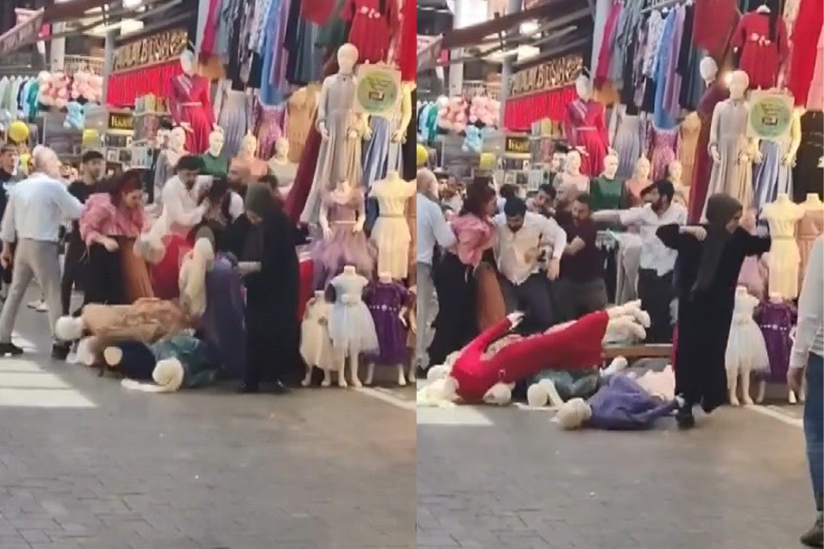 Tarihi çarşıda esnaf bir birine girdi, ortalık savaş alanına döndü