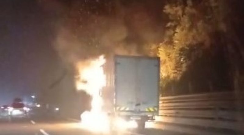 TEM’de seyir halindeki kamyonet alev alev yandı