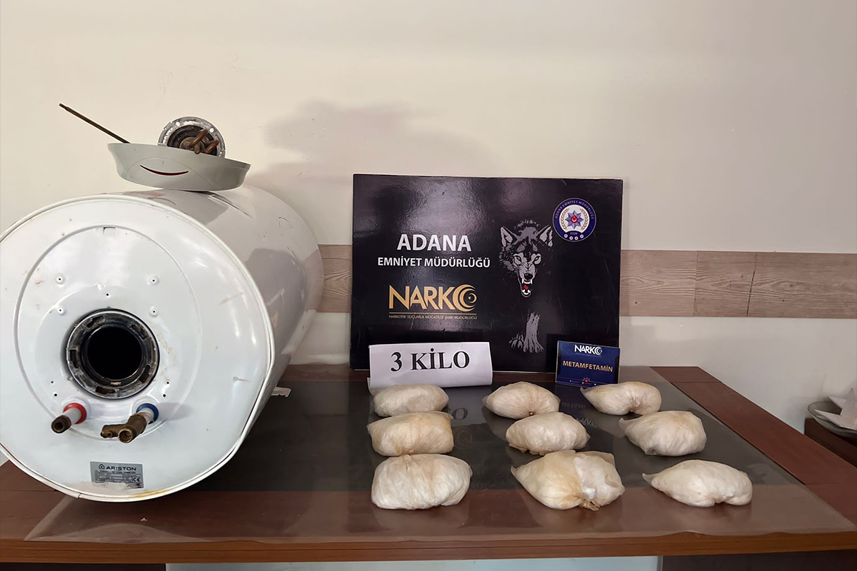 Termosifonda 3 kilo metamfetamin ele geçirildi