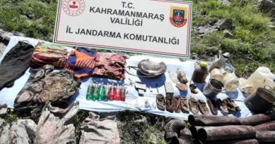 Teröristlerin kullandığı mağarada EYP ve yaşam malzemesi ele geçirildi