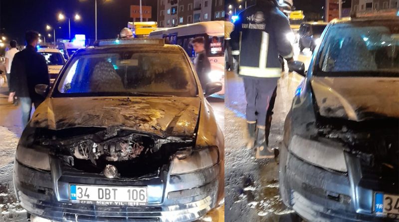 Seyir halindeki otomobil yandı!
